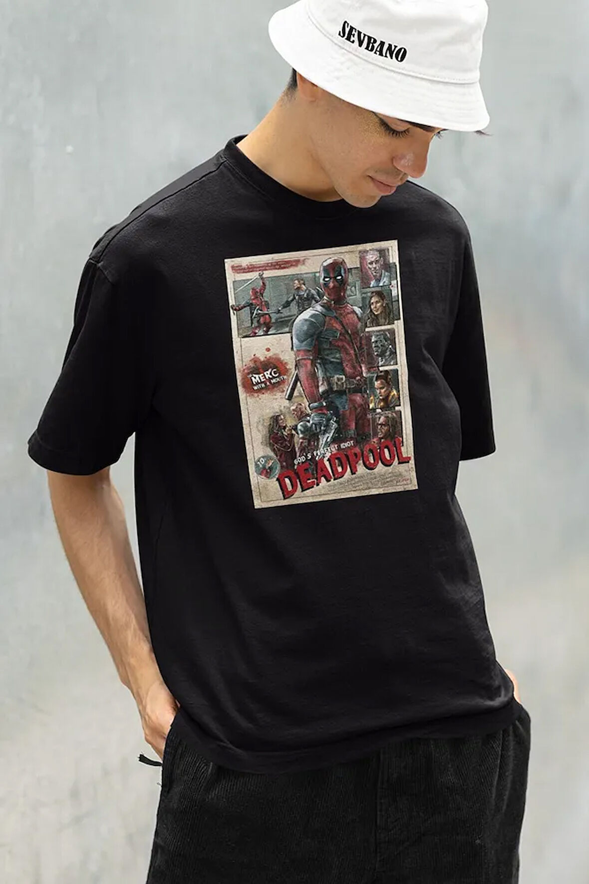 God's Perfect Idiot Deadpool Baskılı Unisex Oversize Tişört