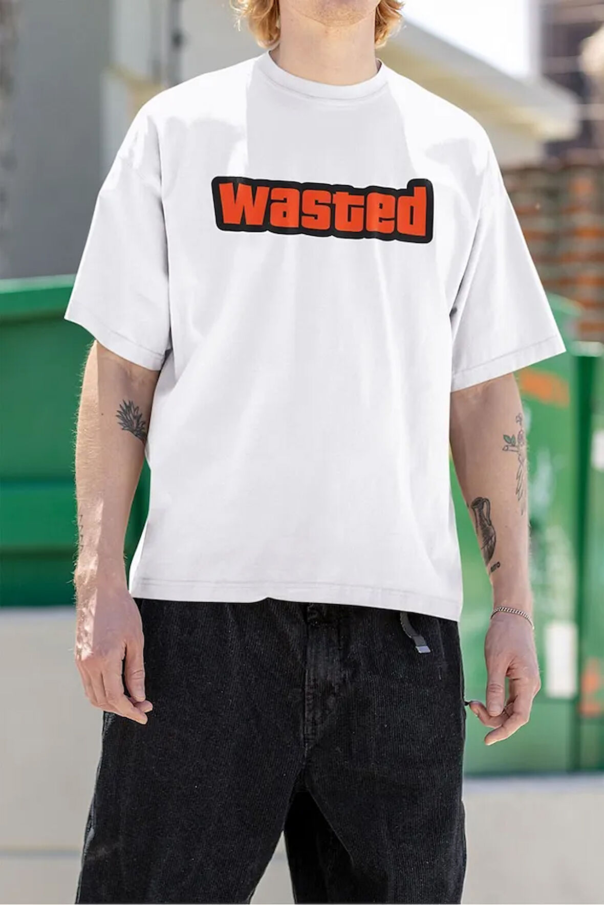 Gta Wasted Yazılı Unisex Oversize Tişört