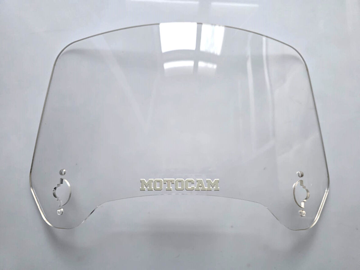 MOTOCAM Rüzgar Saptırıcı Deflektör Camı 3 Delikli 35x18cm Tırtıklı Şeffaf Renkli   (APARATSIZDIR)