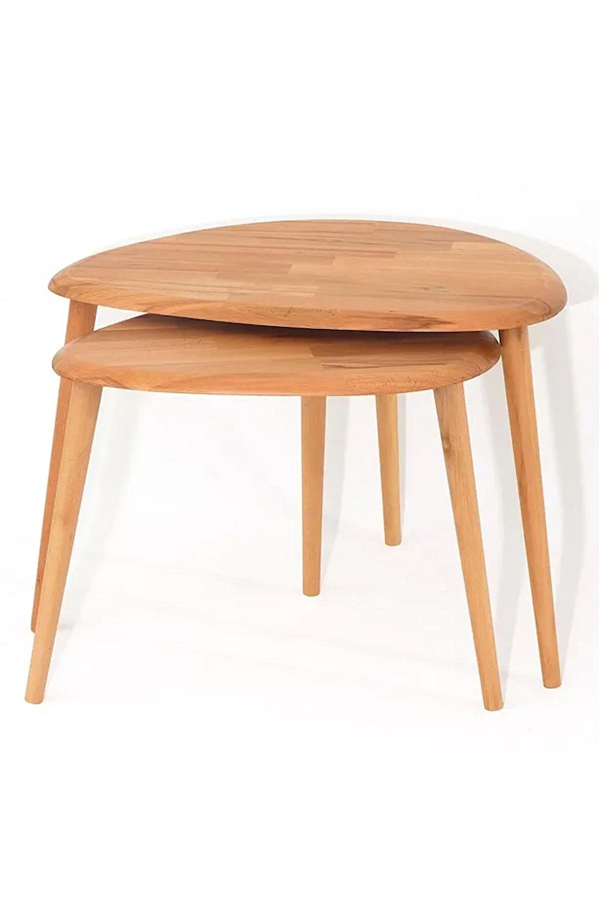 Fawdecor Naturel Masif Doğal Tekli, 2'li, 3'lü Zigon Sehpa Set, Modern Masif Yan Sehpa 2'li