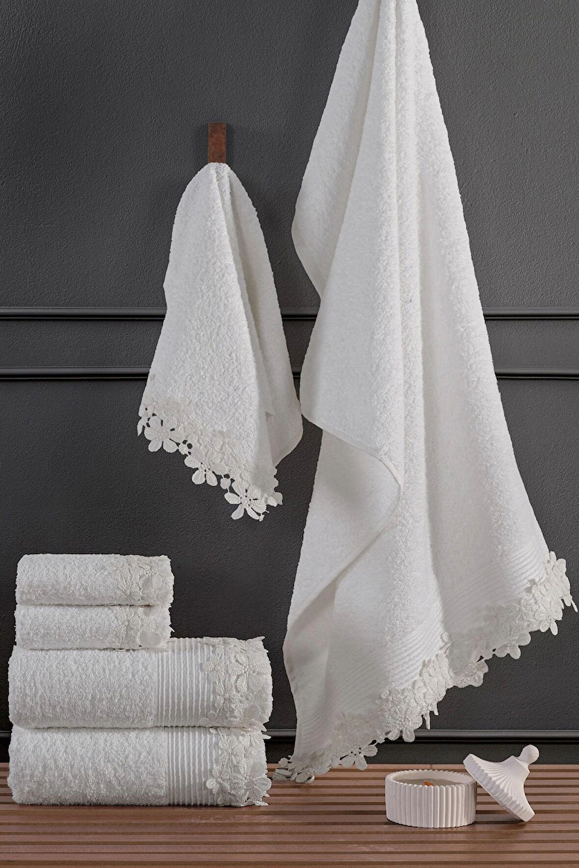 Blanco 6 Adet Güpürlü Dantelli Havlu Seti | Çeyiz Havlusu | Mutfak Havlusu | Banyo El Yüz Havlusu