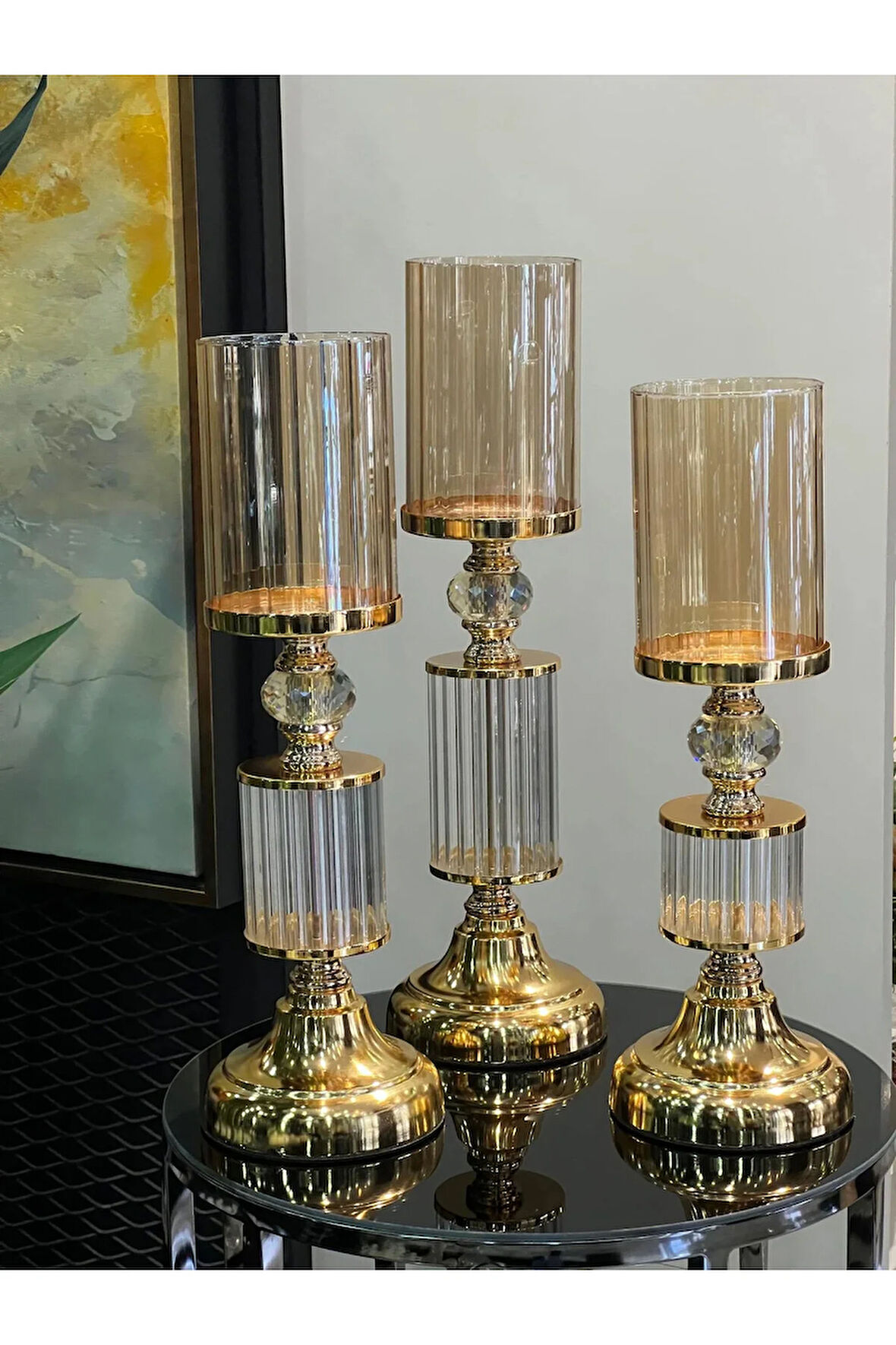 Üçlü Gold Şamdan