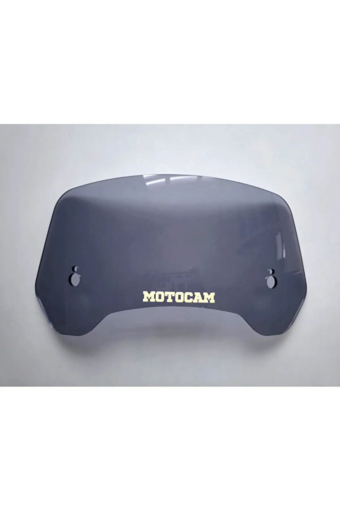 MOTOCAM Rüzgar Saptırıcı Deflektör Camı 3 Delikli 33x15cm Yuvarlak Füme Renkli   (APARATSIZDIR)
