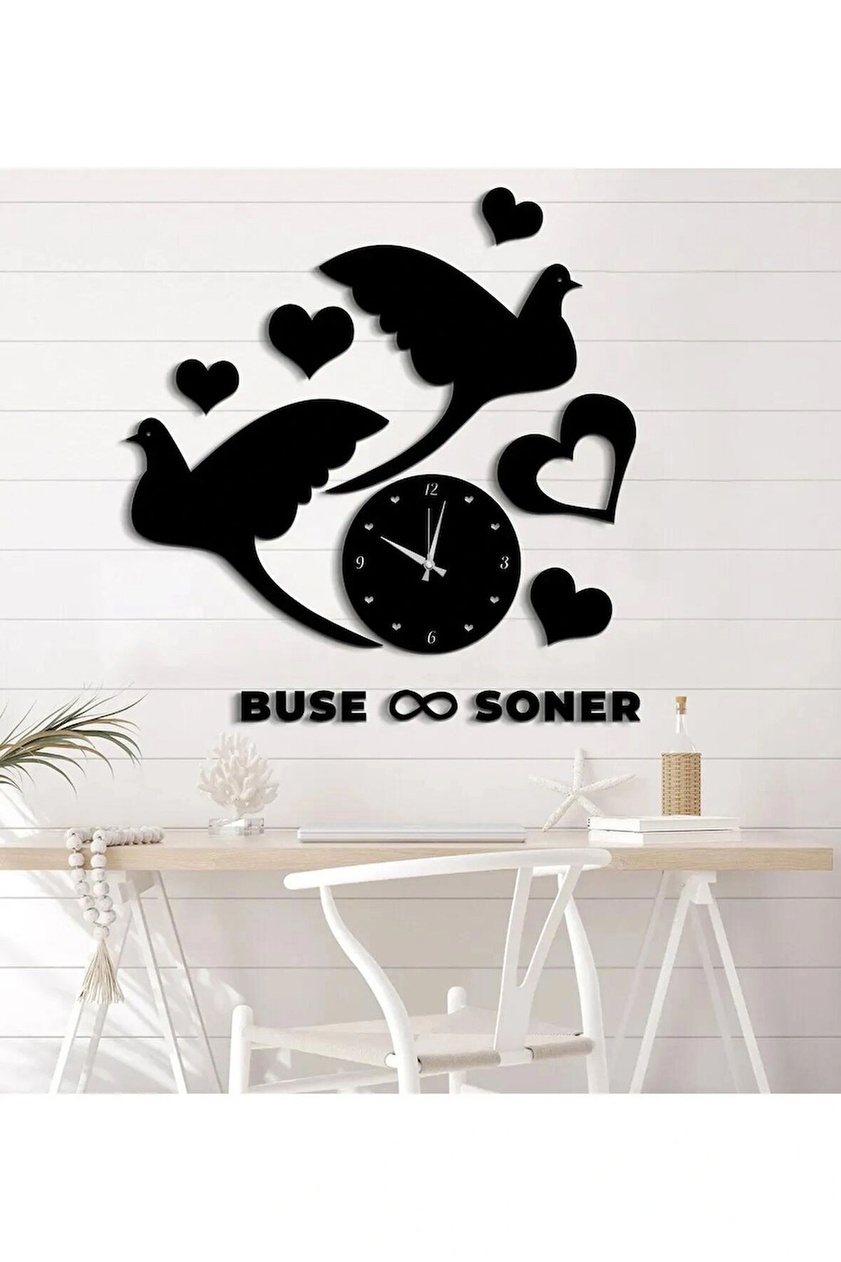 Kişiye Özel Dekoratif Modern ahsap Duvar saat+isim bildirin