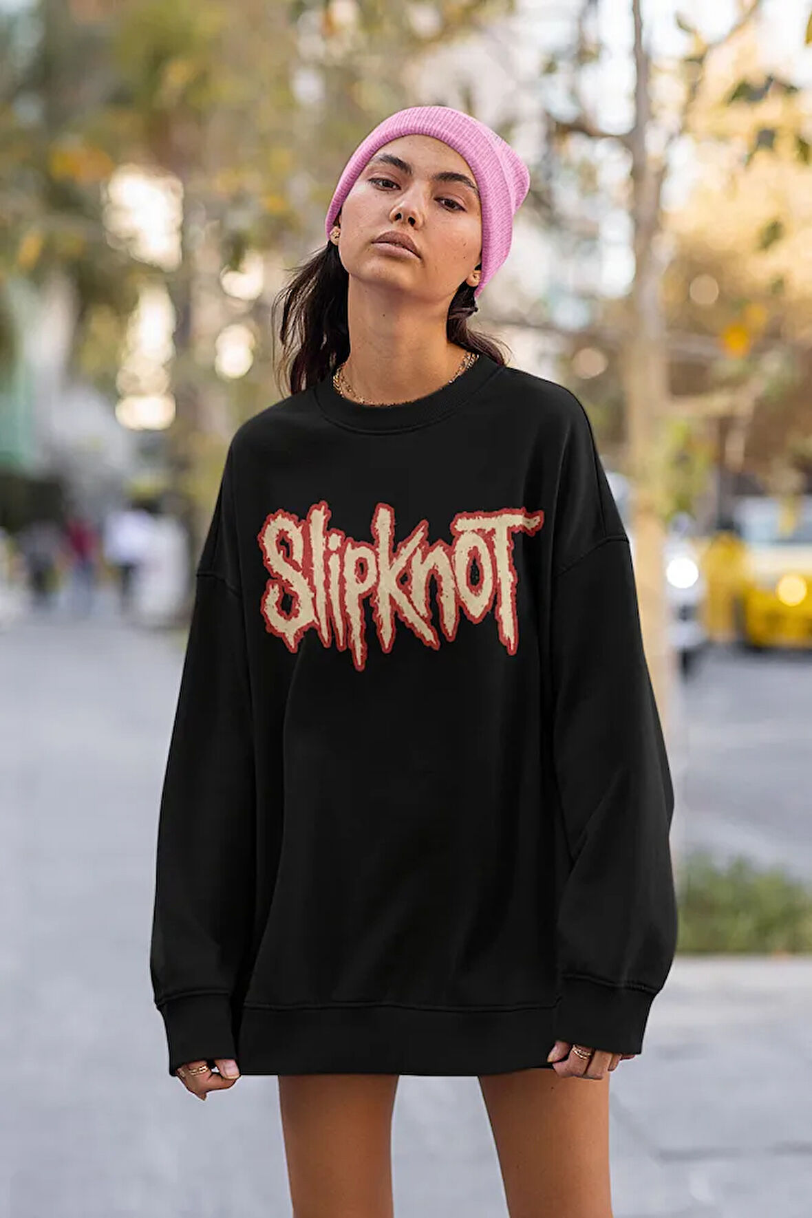 Slipknot Yazılı Unisex Oversize Anime Sweatshirt