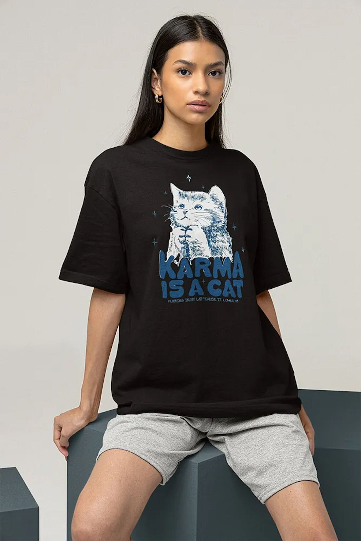 Karma Is A Cat Taylor Swift Baskılı Unisex Oversize Şarkıcı Tişört