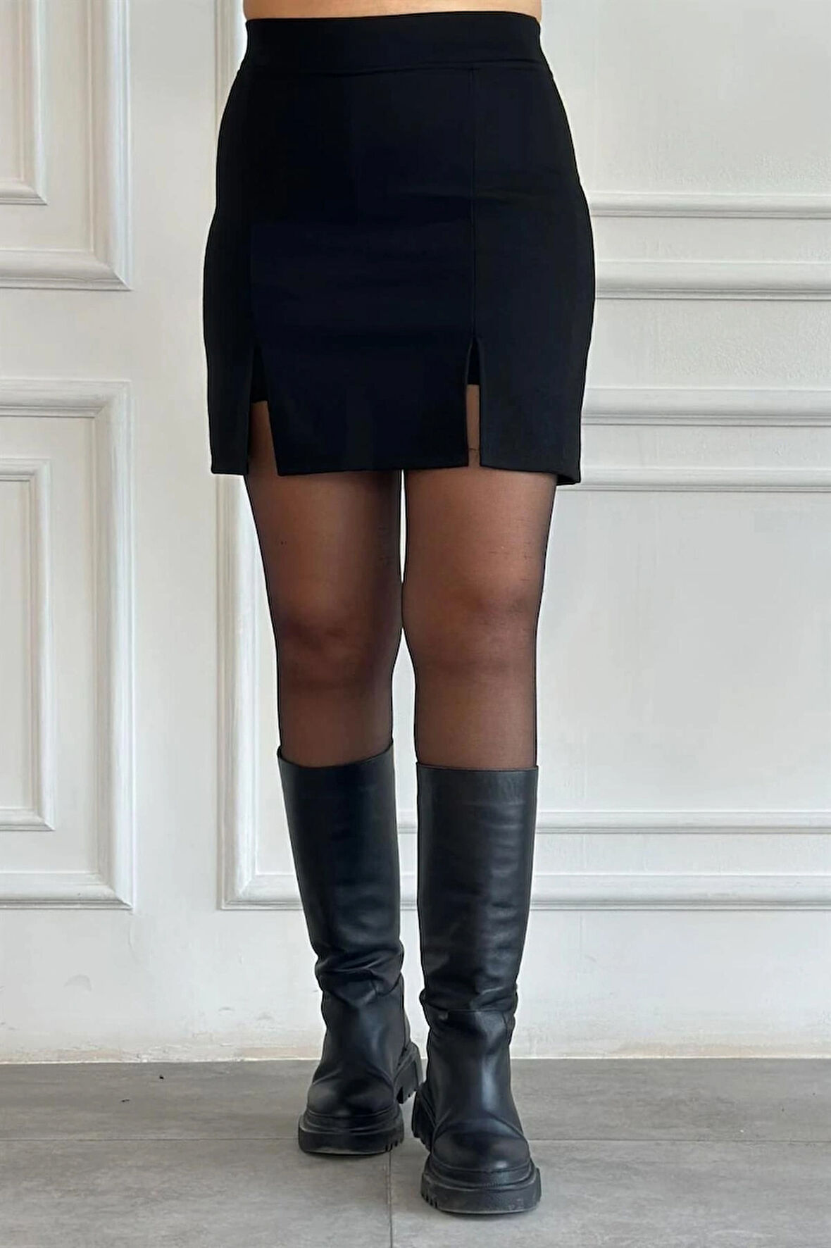 Çelik Kumaş Ön Arka Etek Görünümlü Likralı Şort Etek S-5XL