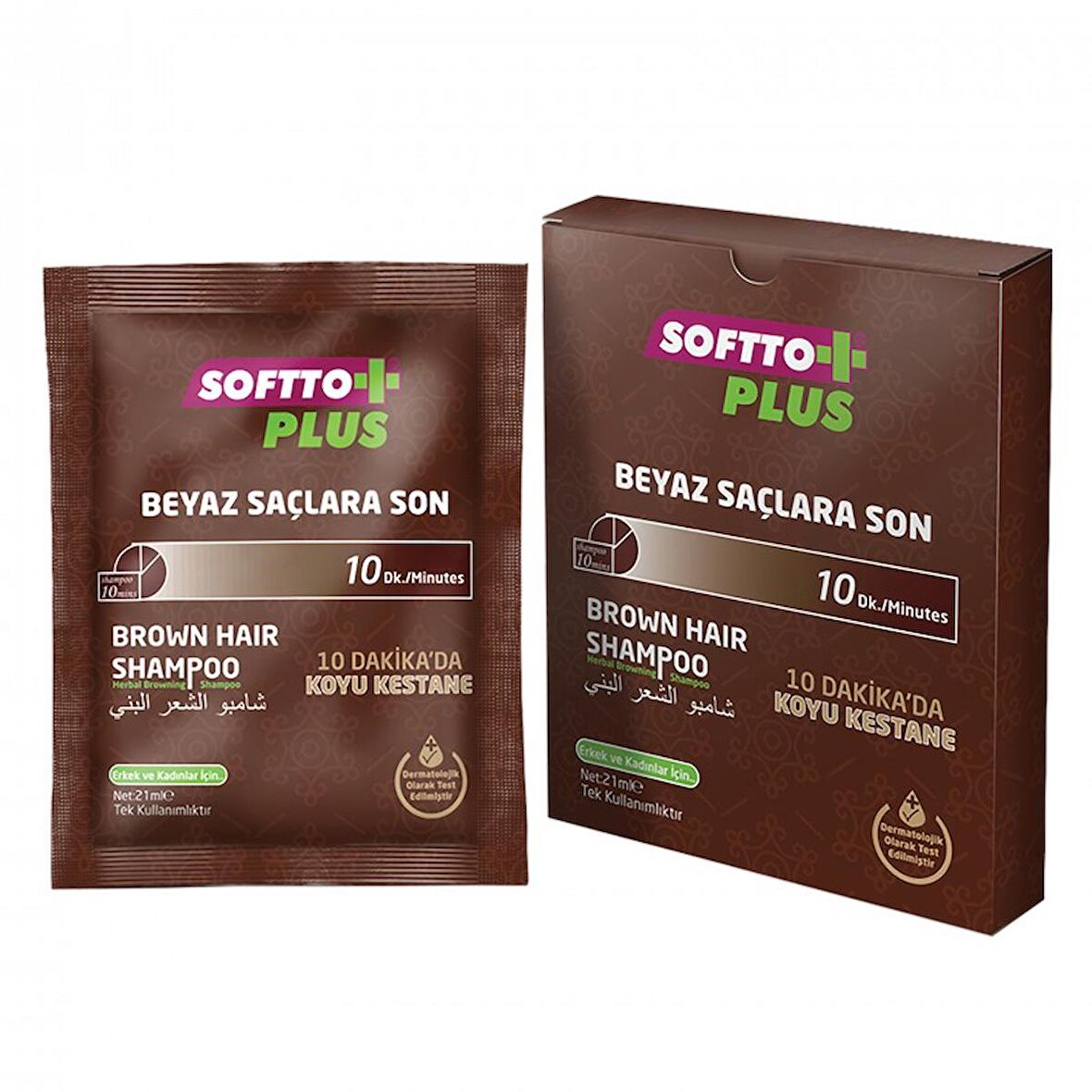 SOFTTO PLUS BROWN HAIR SHAMPOO - Koyu Kestane Tek Kullanımlık 21 ml