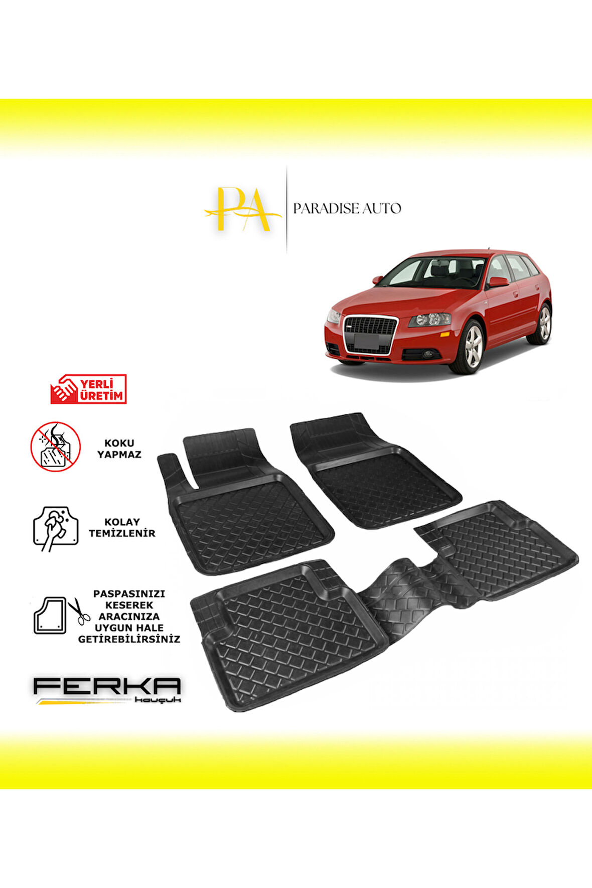 Audi A3 2004-2012 Uyarlanabilir Havuzlu Paspas