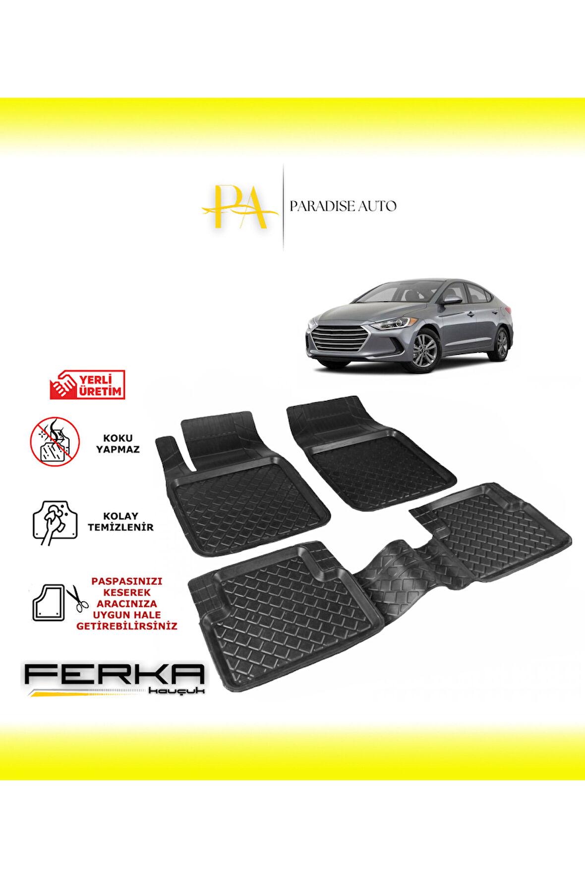 Hyundai Elantra 6 2015-2020 Uyarlanabilir Havuzlu Paspas