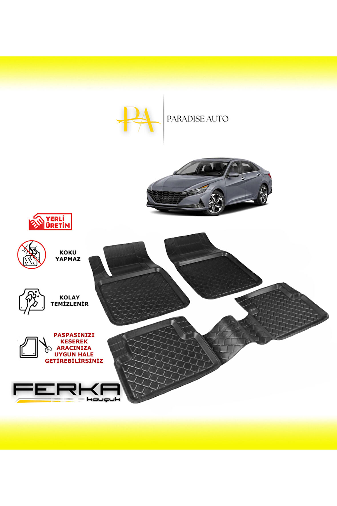 Hyundai Elantra 7 2020 ve Üstü Uyarlanabilir Havuzlu Paspas