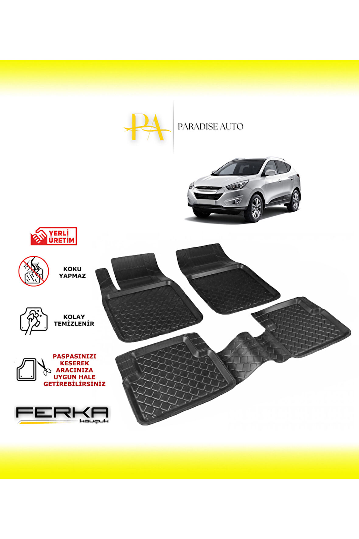 Hyundai Tucson 2 2009-2015 Uyarlanabilir Havuzlu Paspas
