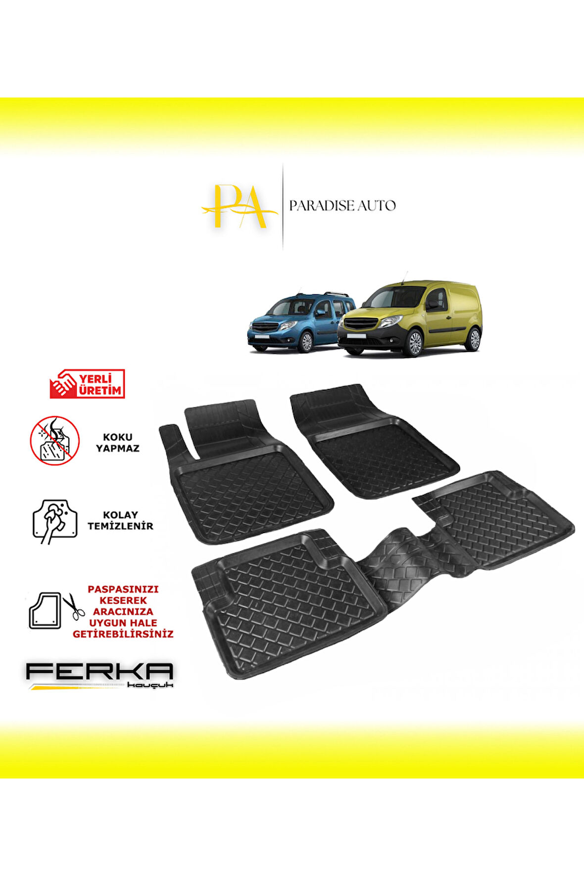 Mercedes Citan 1 W415 2012-2021 Uyarlanabilir Havuzlu Paspas