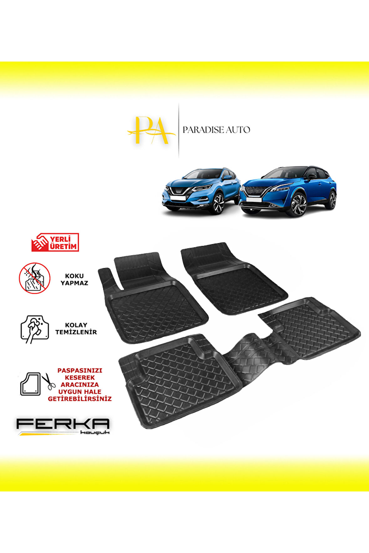 Nissan Qashqai 3 Dizel-Benzin 2021 ve Üstü Uyarlanabilir Havuzlu Paspas