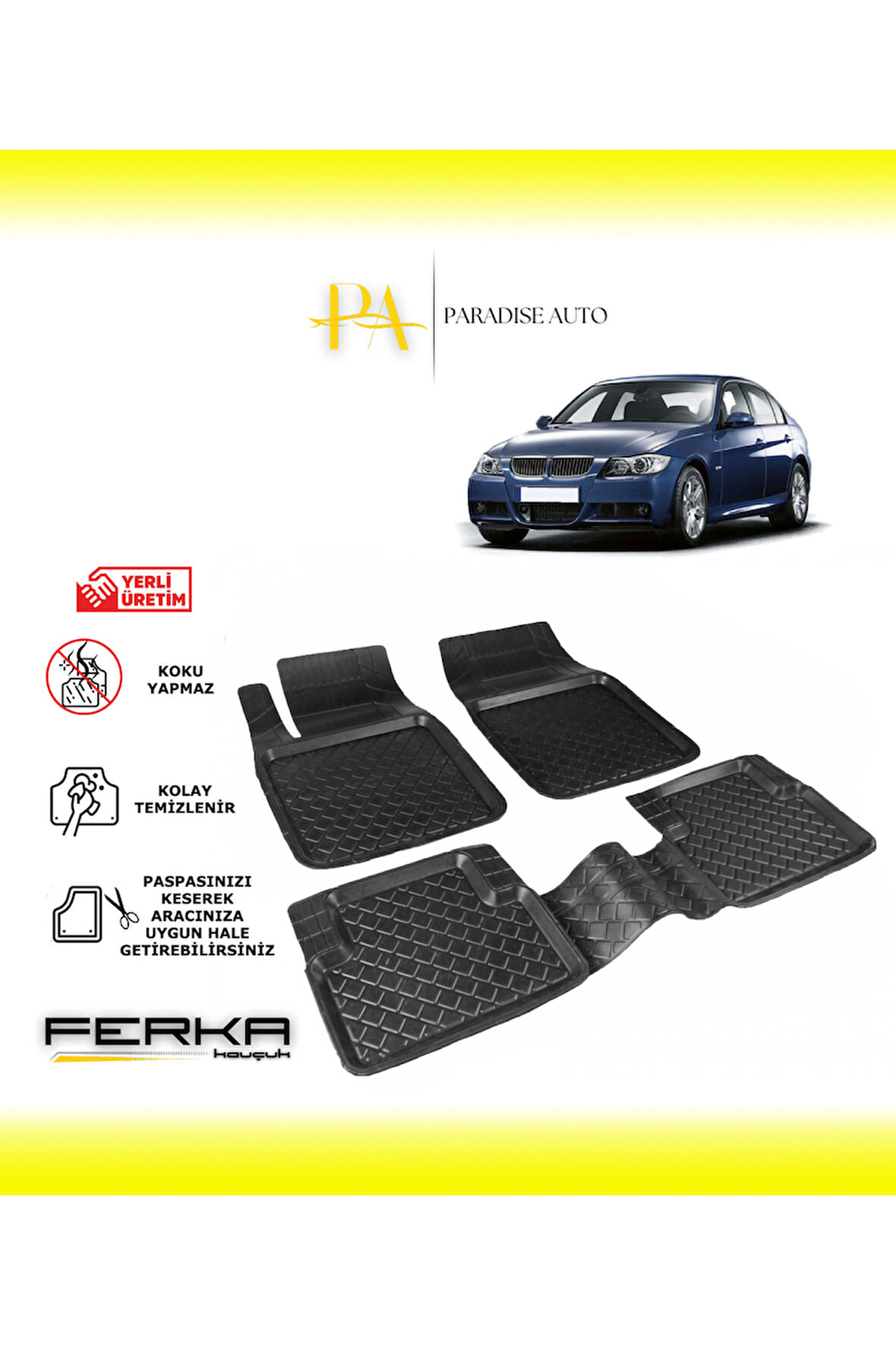 Bmw 3 Serisi E90 2005-2010 Uyarlanabilir Havuzlu Paspas