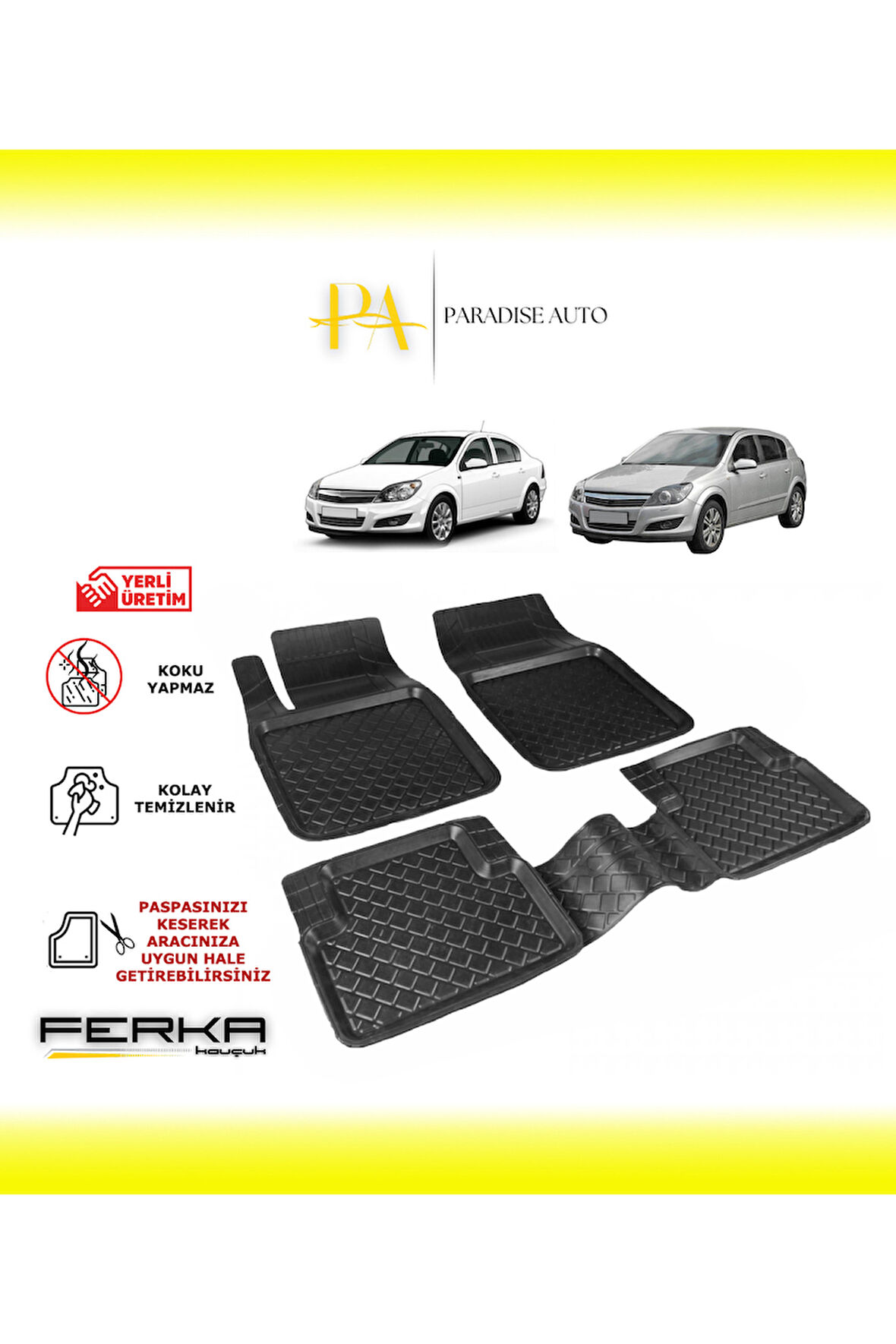 Opel Astra H HB 2004-2010 Uyarlanabilir Havuzlu Paspas