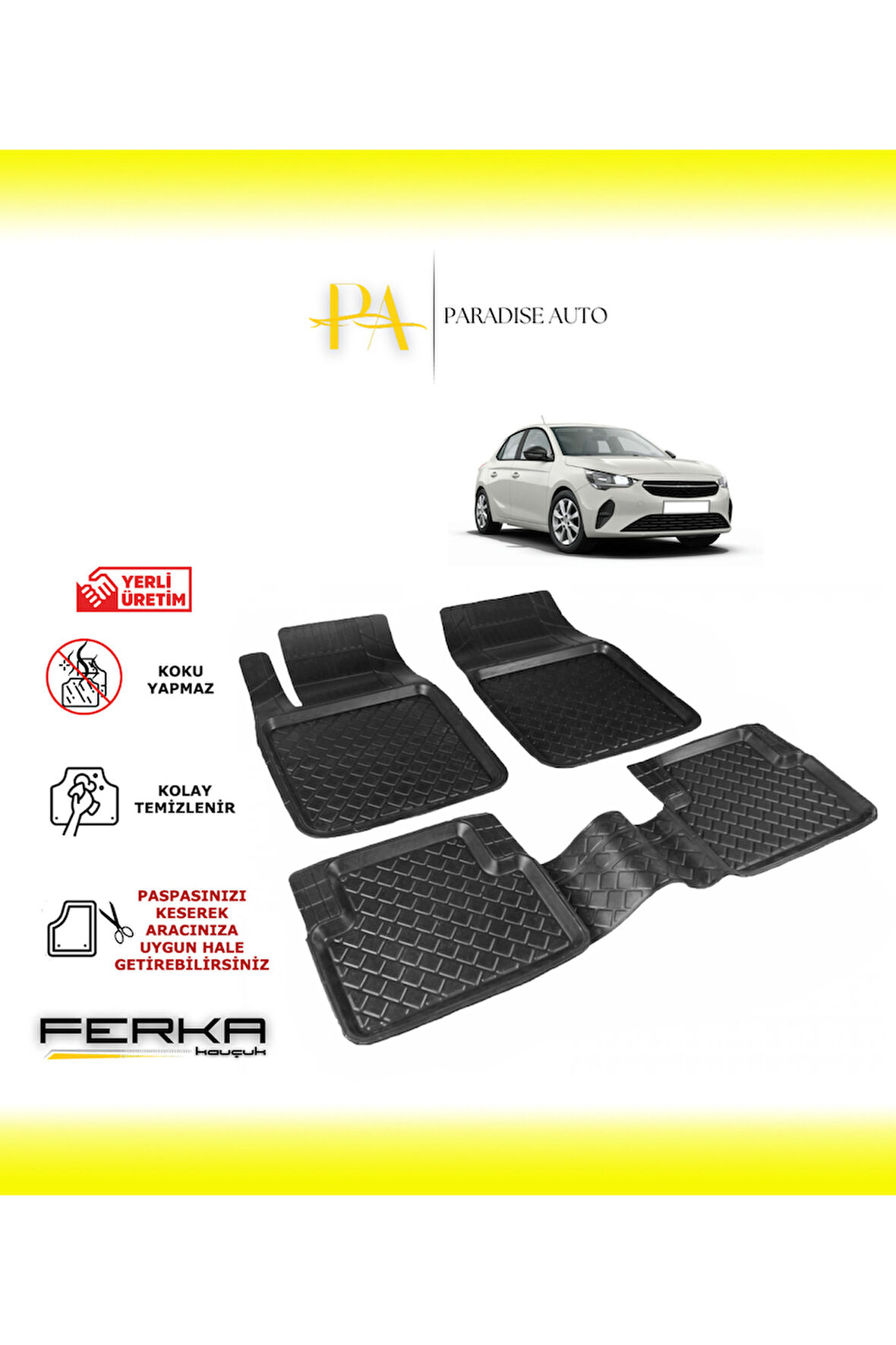 Opel Corsa F 2019 ve Üstü Uyarlanabilir Havuzlu Paspas
