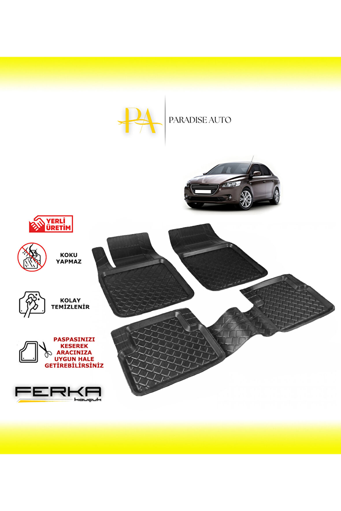 Peugeot 301 2013 ve Üstü Uyarlanabilir Havuzlu Paspas
