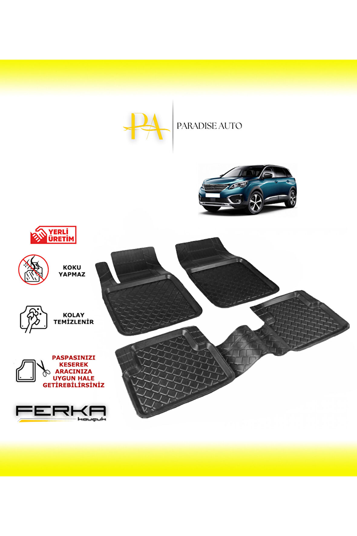 Peugeot 5008 Access 2016 ve Üstü Uyarlanabilir Havuzlu Paspas