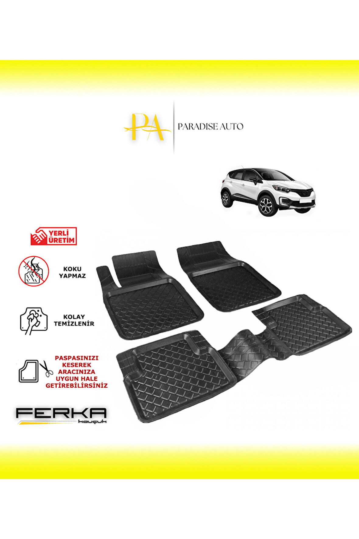 Renault Captur 1 2012-2019 Uyarlanabilir Havuzlu Paspas