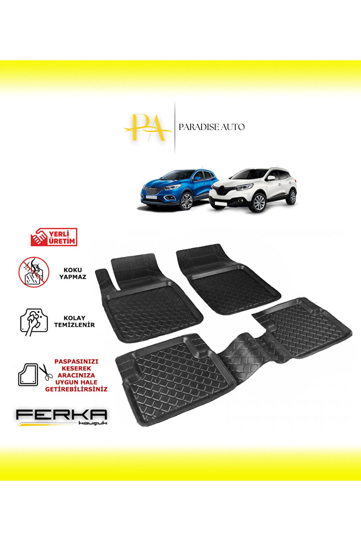 Renault Kadjar 2018 ve Üstü Uyarlanabilir Havuzlu Paspas