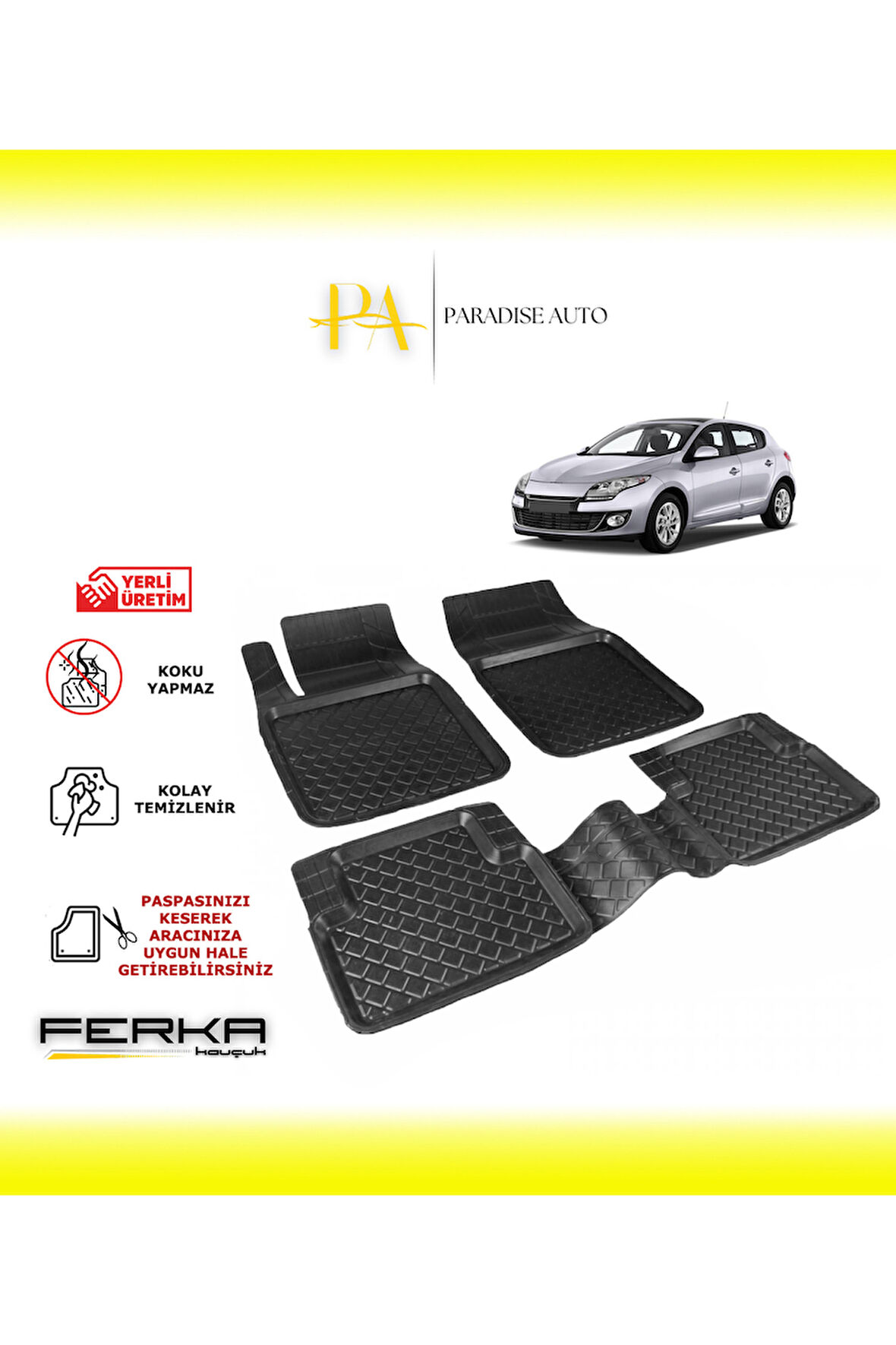 Renault Megane 3 2008-2015 Uyarlanabilir Havuzlu Paspas