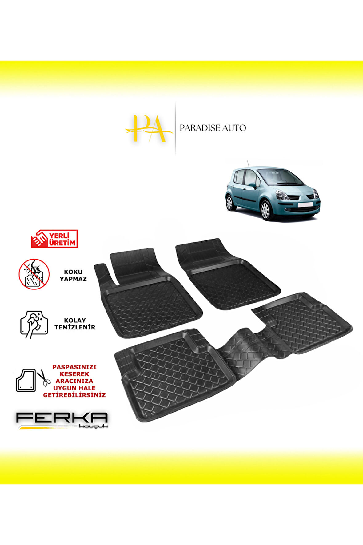 Renault Modus 2004-2008 Uyarlanabilir Havuzlu Paspas