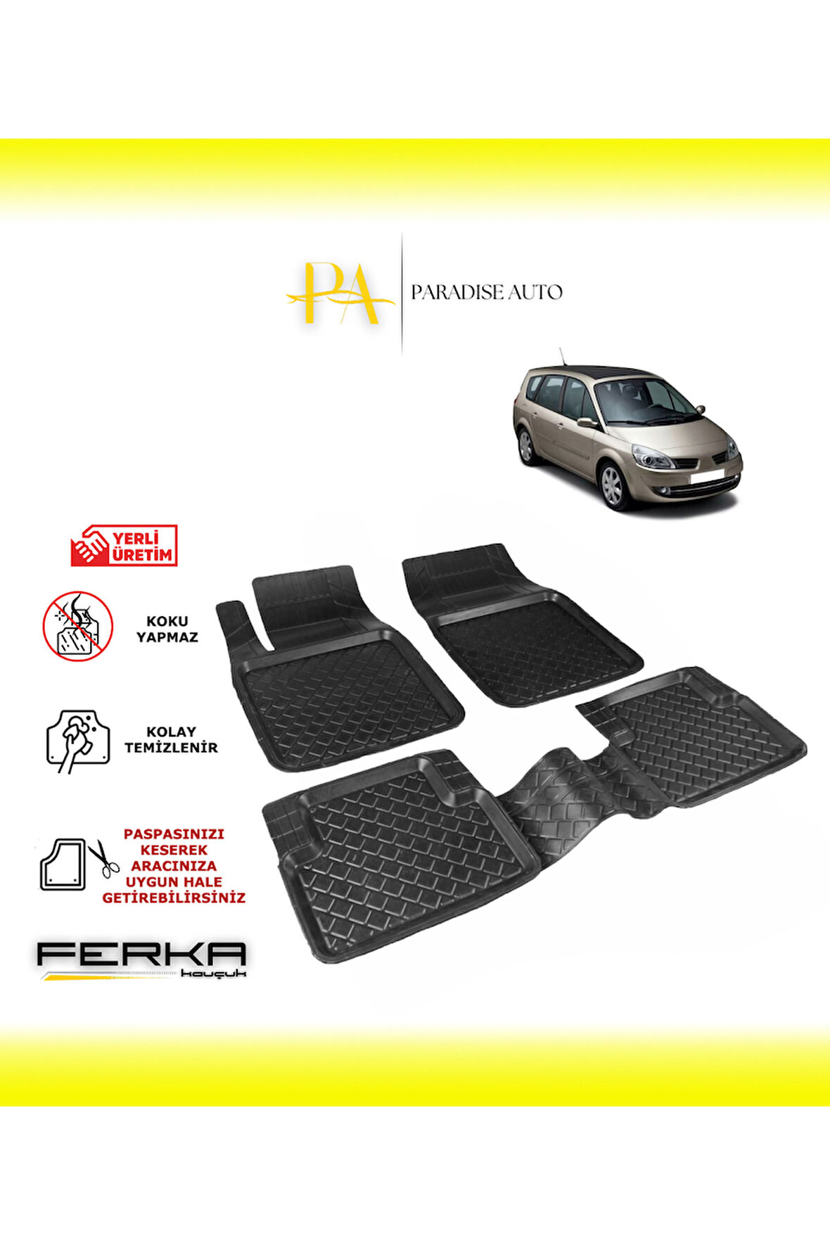Renault Scenic 2 2003-2009 Uyarlanabilir Havuzlu Paspas