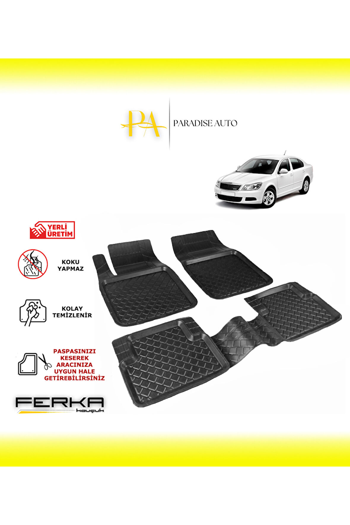 Skoda Octavia 2 2008-2013 Uyarlanabilir Havuzlu Paspas