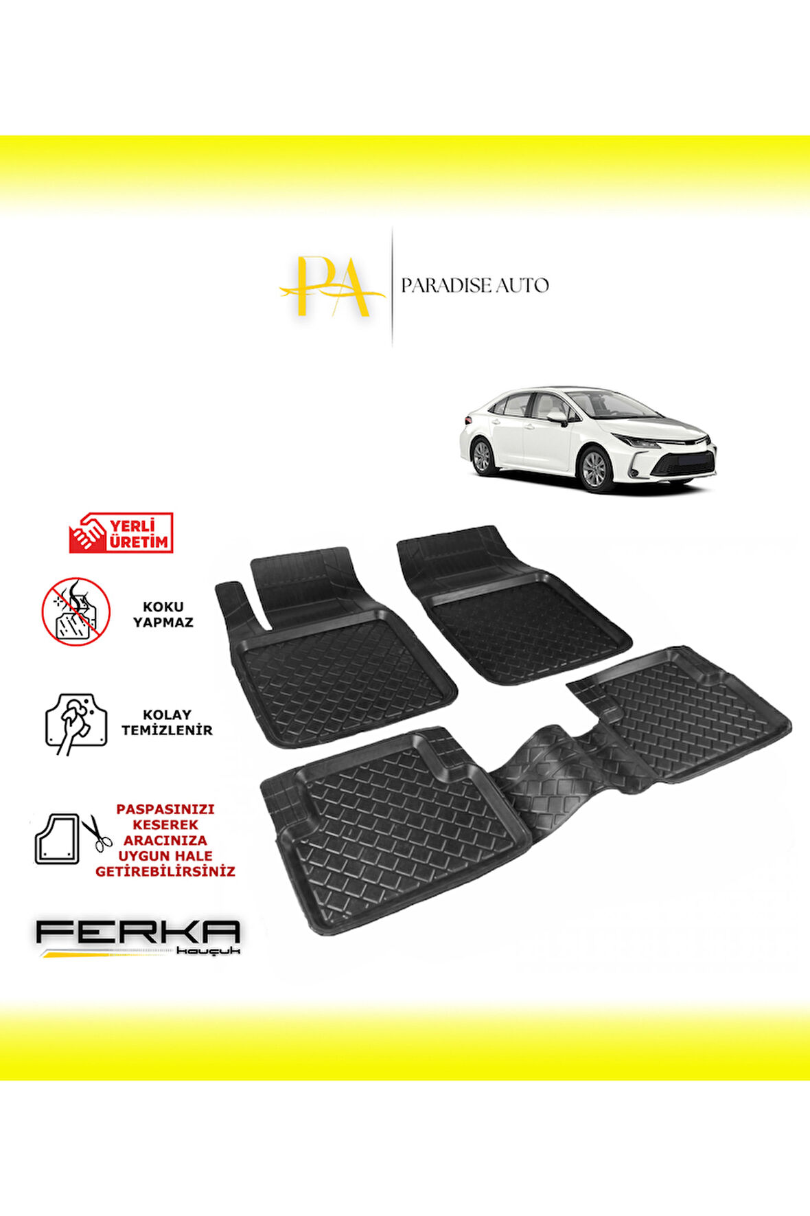 Toyota Corolla 12 2019 ve Üstü Uyarlanabilir Havuzlu Paspas