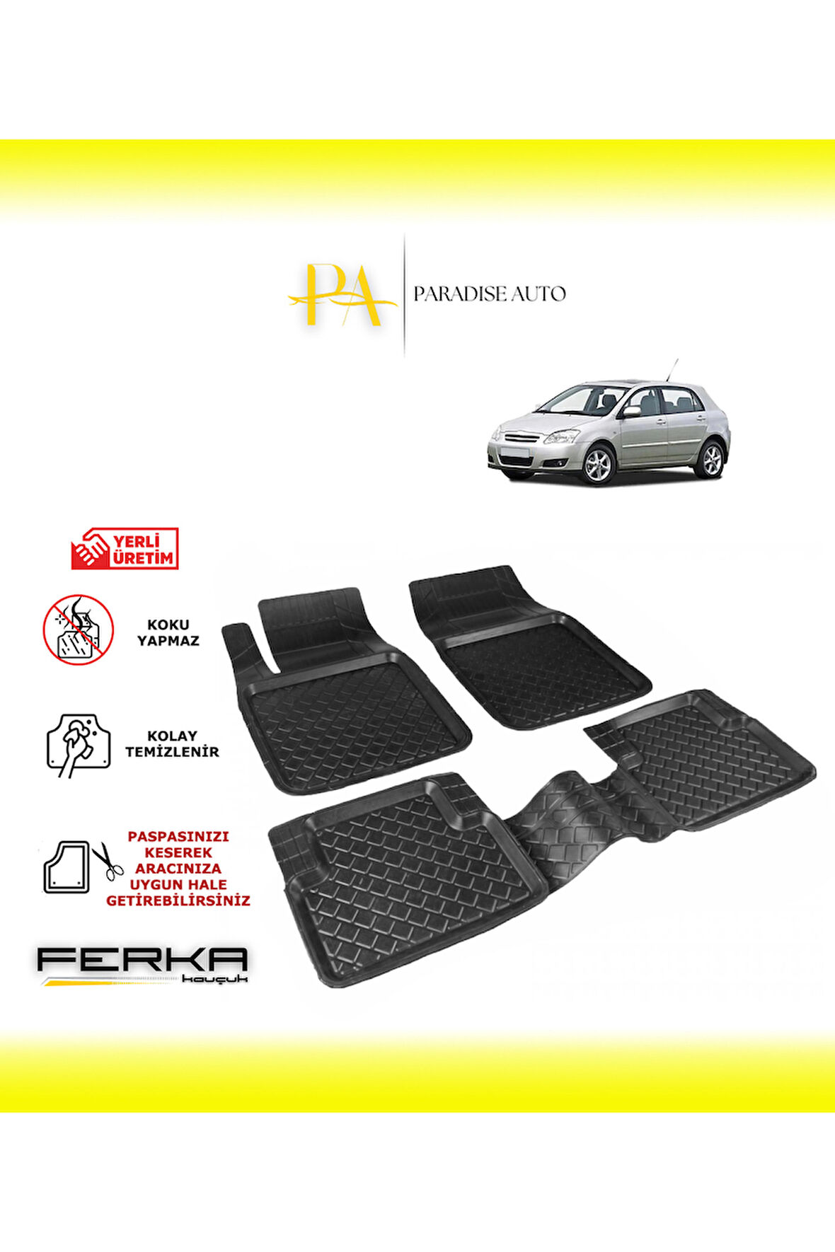 Toyota Corolla HB 2002-2007 Uyarlanabilir Havuzlu Paspas