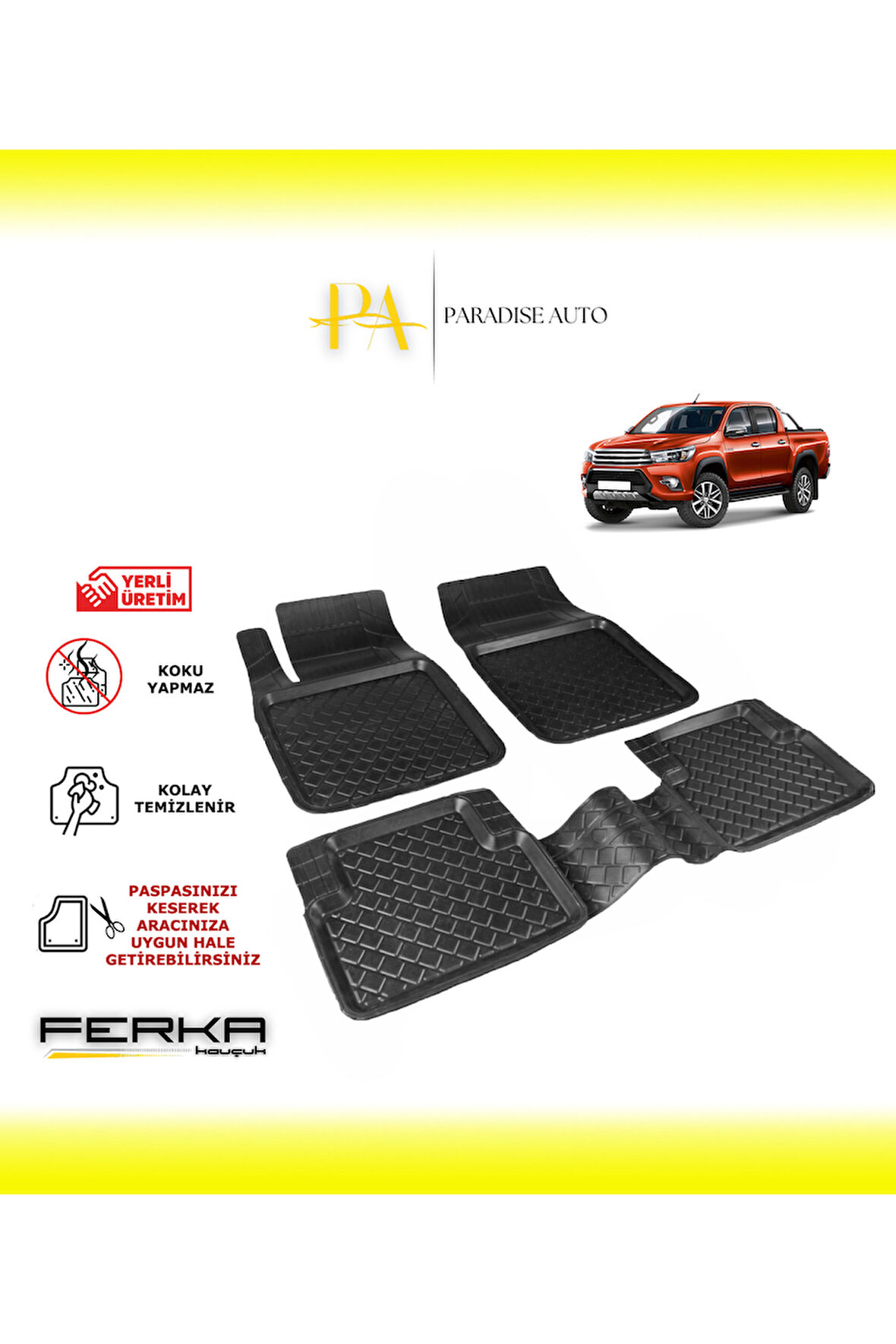 Toyota Hilux 8 2015 ve Üstü Uyarlanabilir Havuzlu Paspas