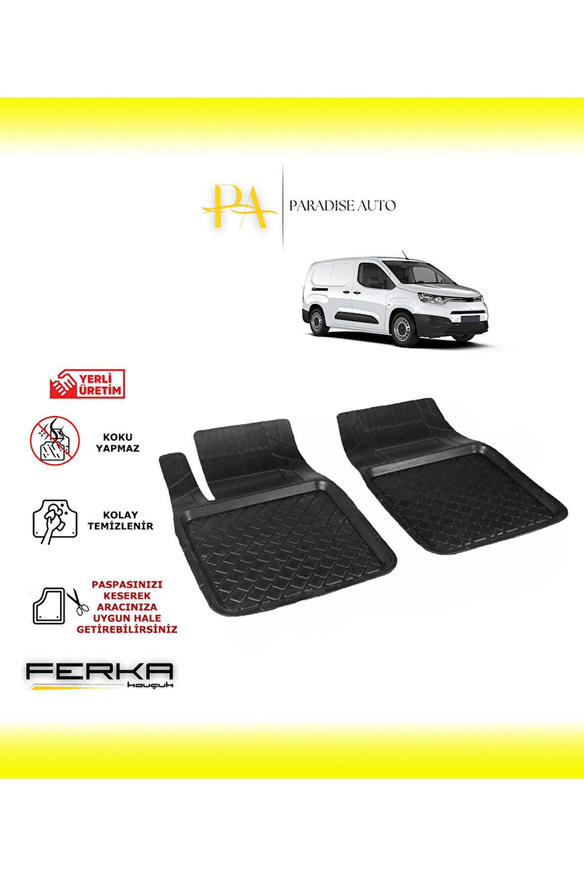 Toyota Proace City Ön 2 Parça 2020 ve Üstü Uyarlanabilir Havuzlu Paspas