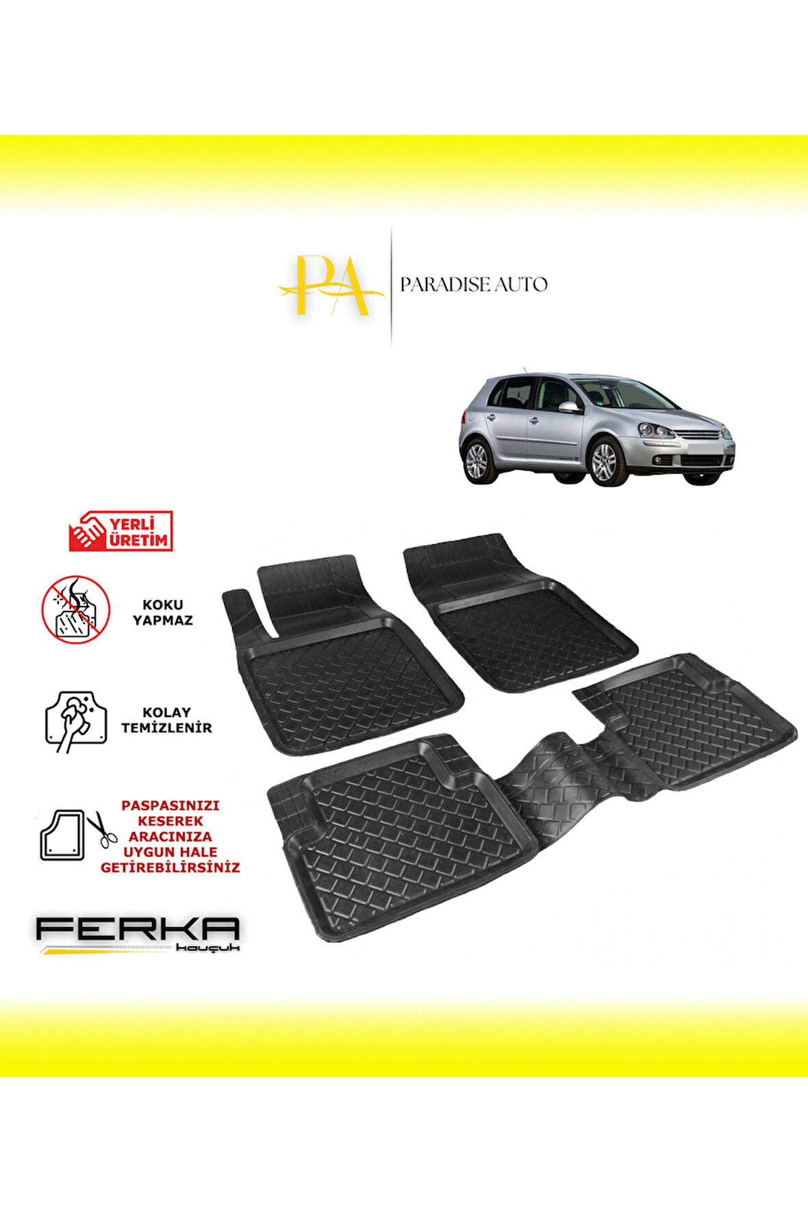 Volkswagen Golf 5 2003-2008 Uyarlanabilir Havuzlu Paspas