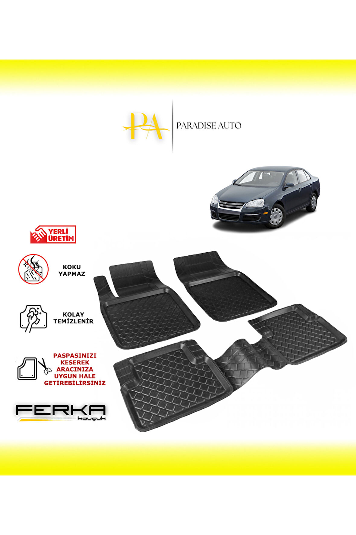 Volkswagen Jetta 5 2005-2010 Uyarlanabilir Havuzlu Paspas