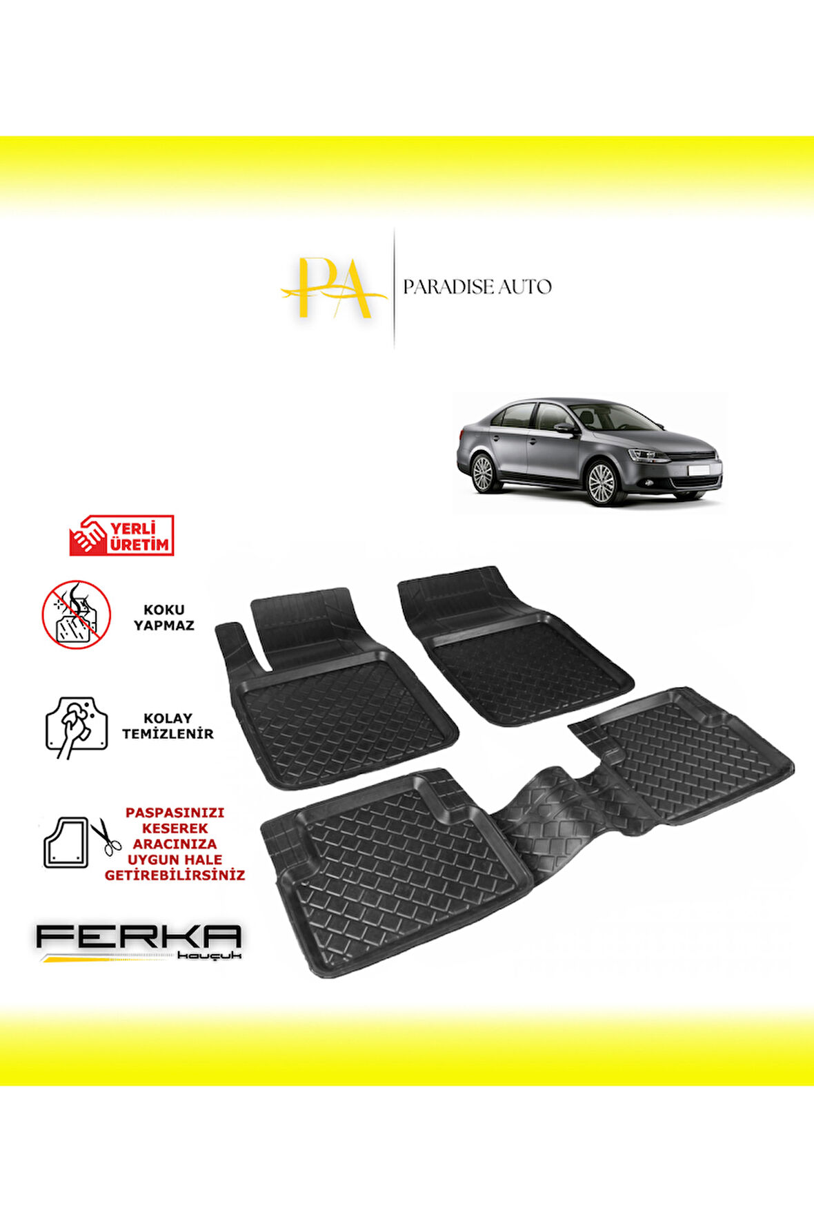 Volkswagen Jetta 6 2011-2018 Uyarlanabilir Havuzlu Paspas