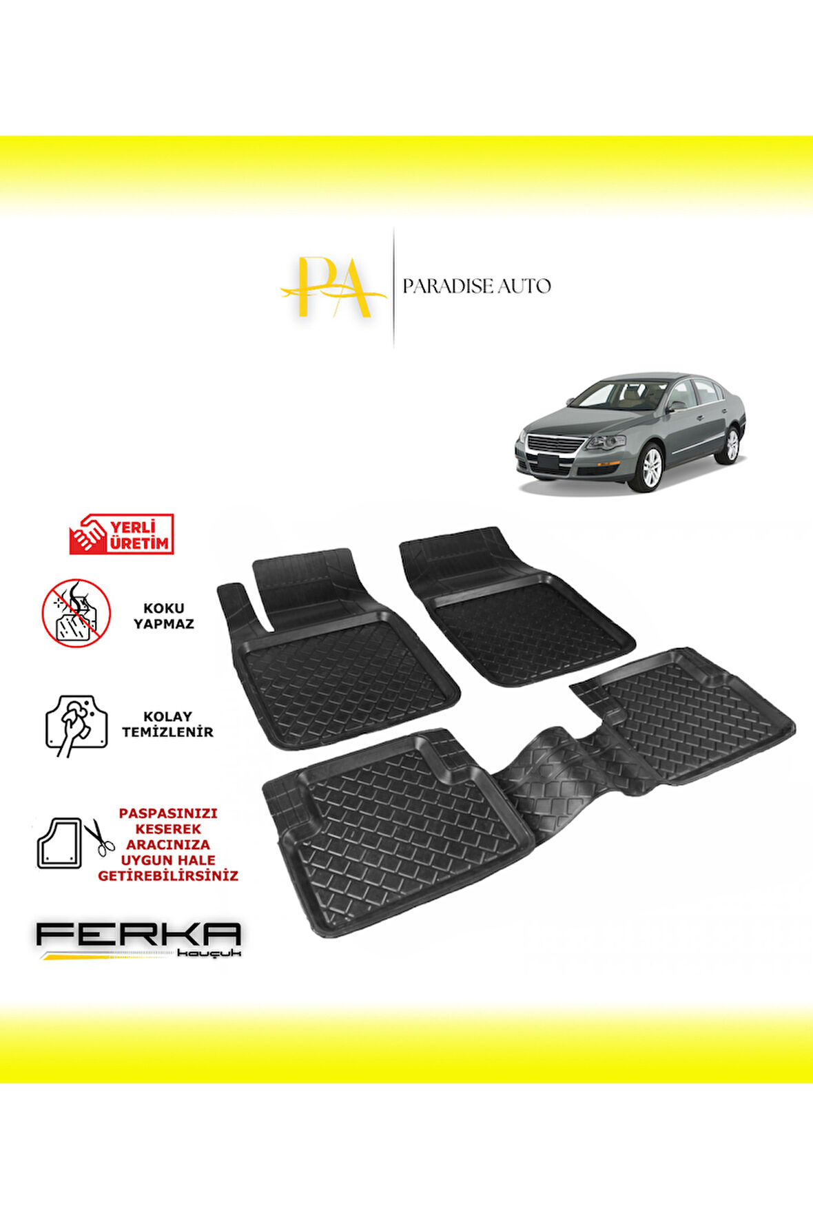 Volkswagen Passat B6 2005-2010 Uyarlanabilir Havuzlu Paspas