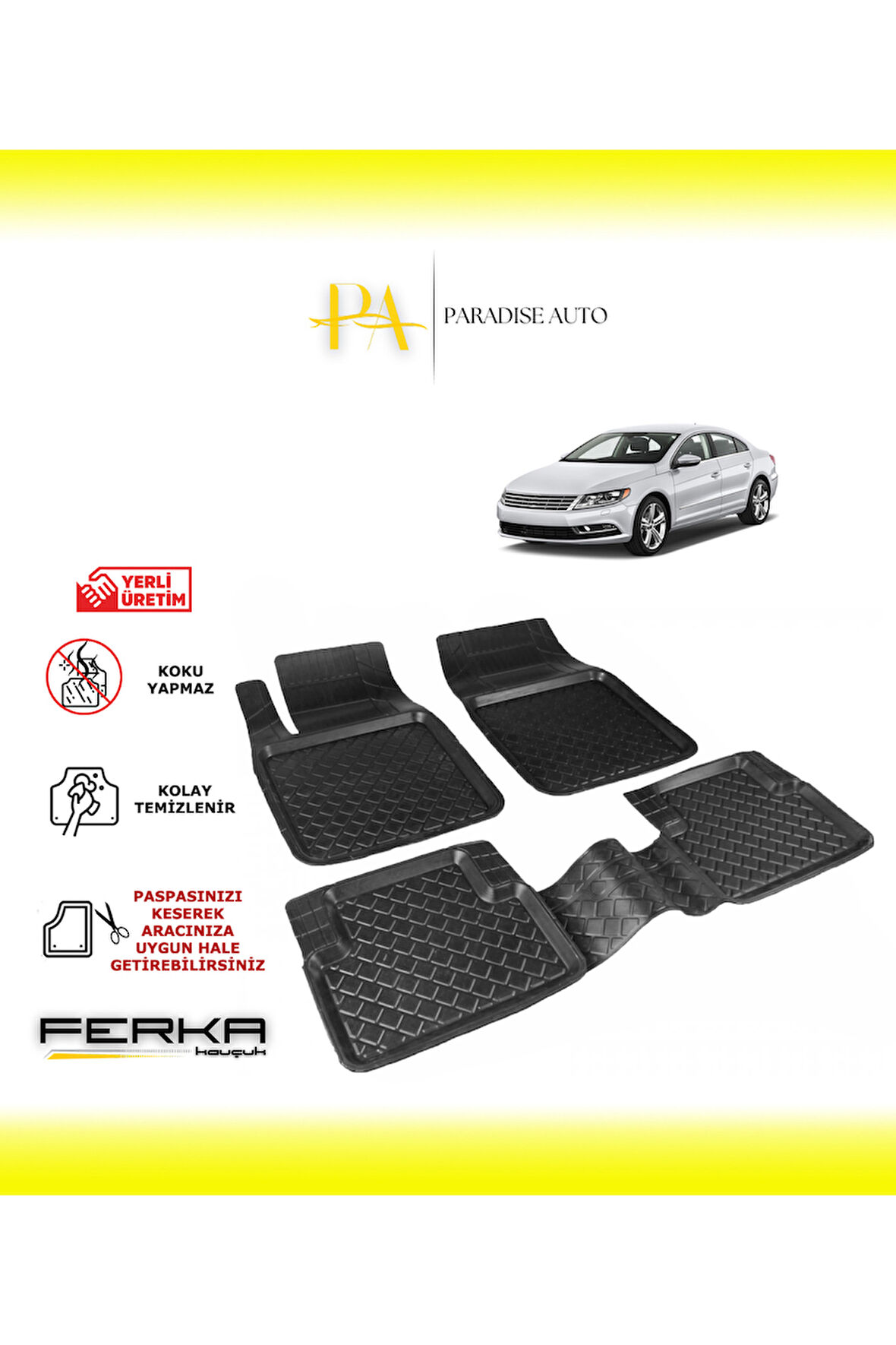 Volkswagen Passat CC 2011-2016 Uyarlanabilir Havuzlu Paspas