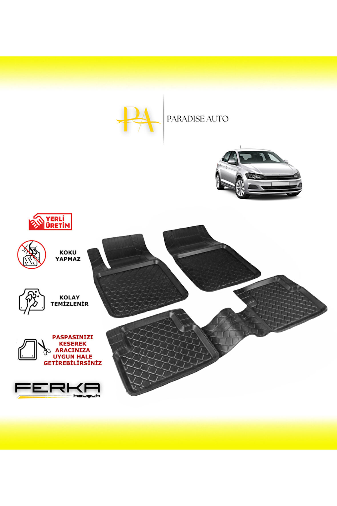Volkswagen Polo 6 2017-2021 Uyarlanabilir Havuzlu Paspas