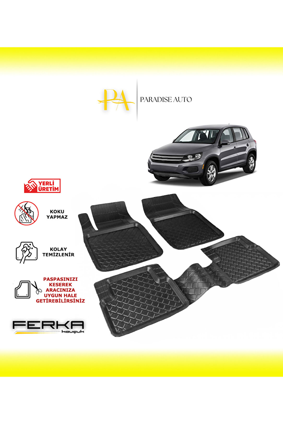 Volkswagen Tiguan 2 2016-2023 Uyarlanabilir Havuzlu Paspas