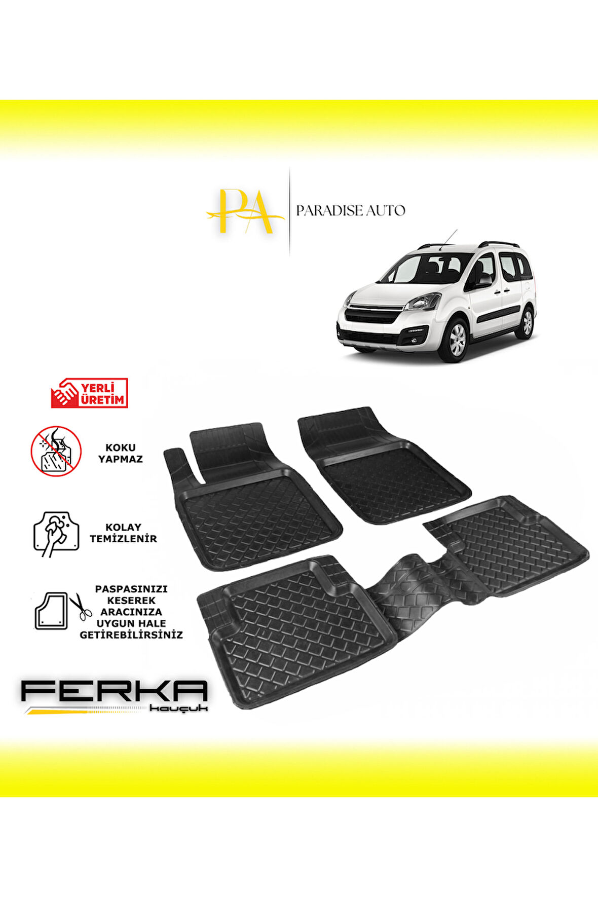 Citroen Berlingo 2 2008-2019 Uyarlanabilir Havuzlu Paspas