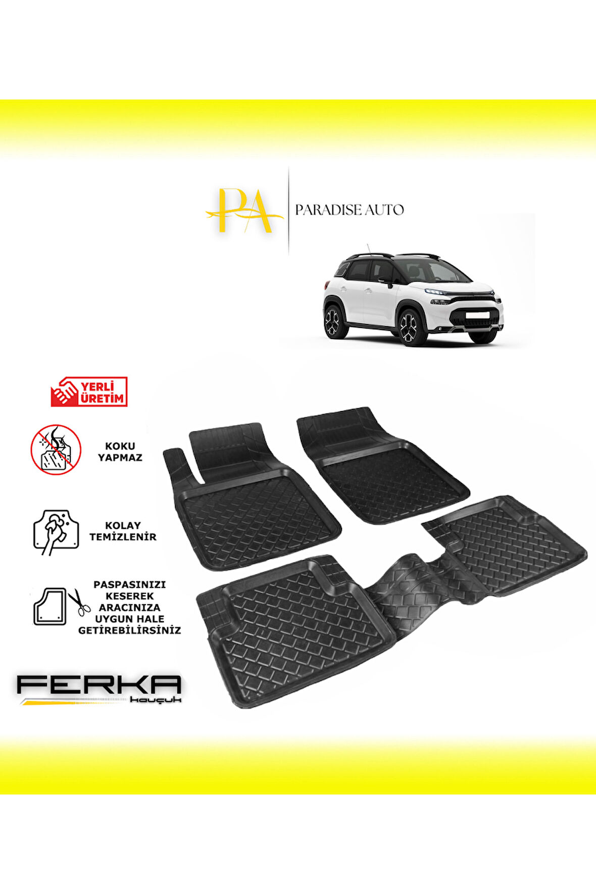 Citroen C3 2021 ve Üstü Uyarlanabilir Havuzlu Paspas