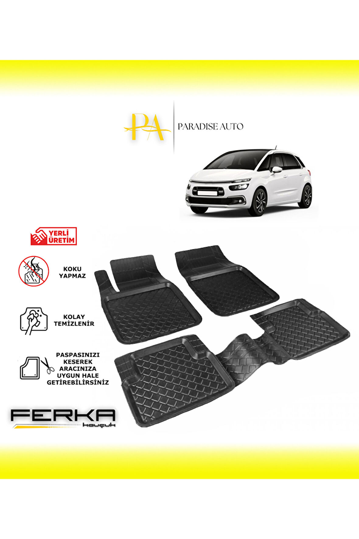 Citroen C4 Spacetourer 2018-2020 Uyarlanabilir Havuzlu Paspas