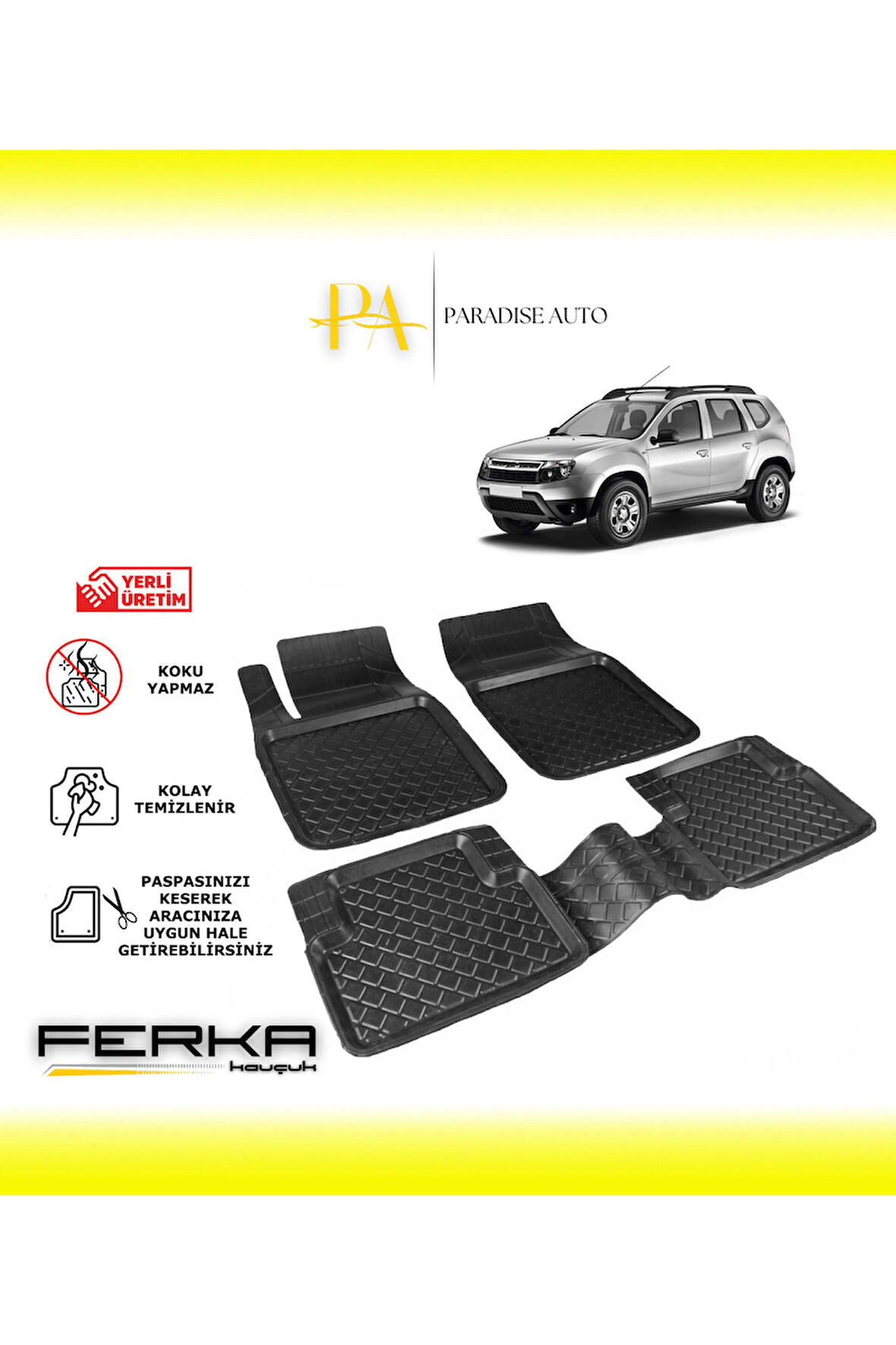 Dacia Duster 2011-2017 Uyarlanabilir Havuzlu Paspas
