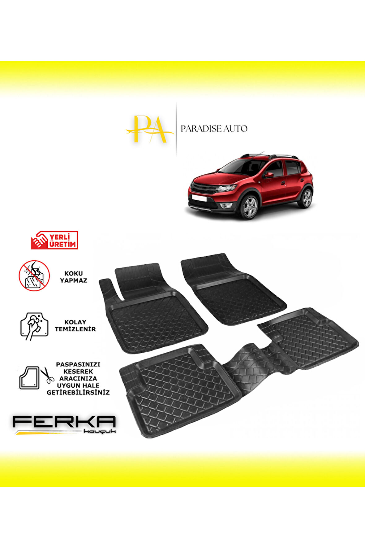 Dacia Sandero 2013-2020 Uyarlanabilir Havuzlu Paspas