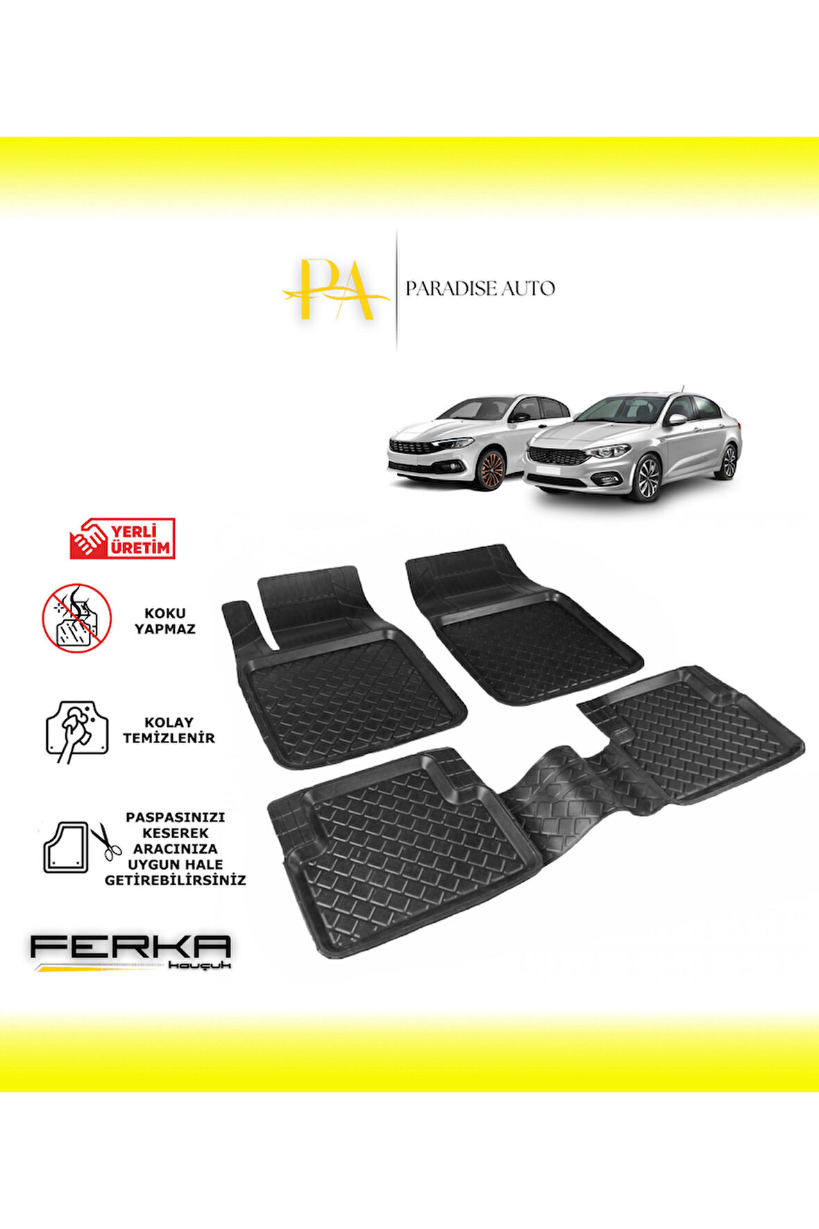 Fiat Egea Sedan 2015 ve Üstü Uyarlanabilir Havuzlu Paspas