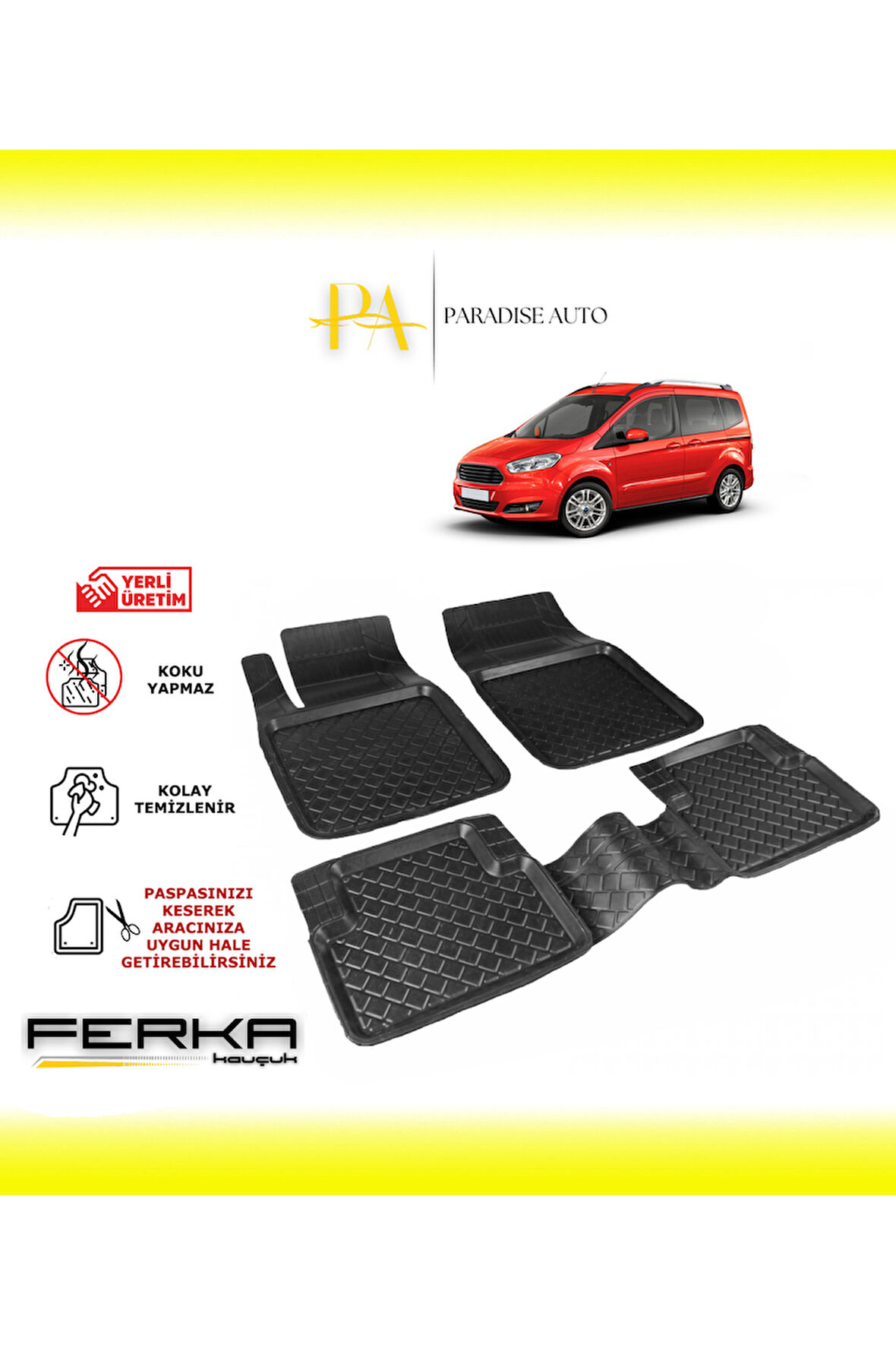 Ford Courier 2014-2023 Uyarlanabilir Havuzlu Paspas