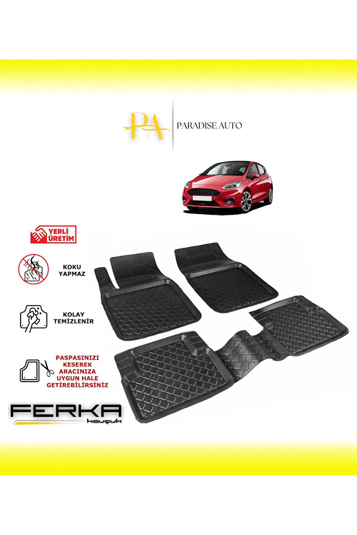 Ford Fiesta MK8 2018 ve Üstü Uyarlanabilir Havuzlu Paspas