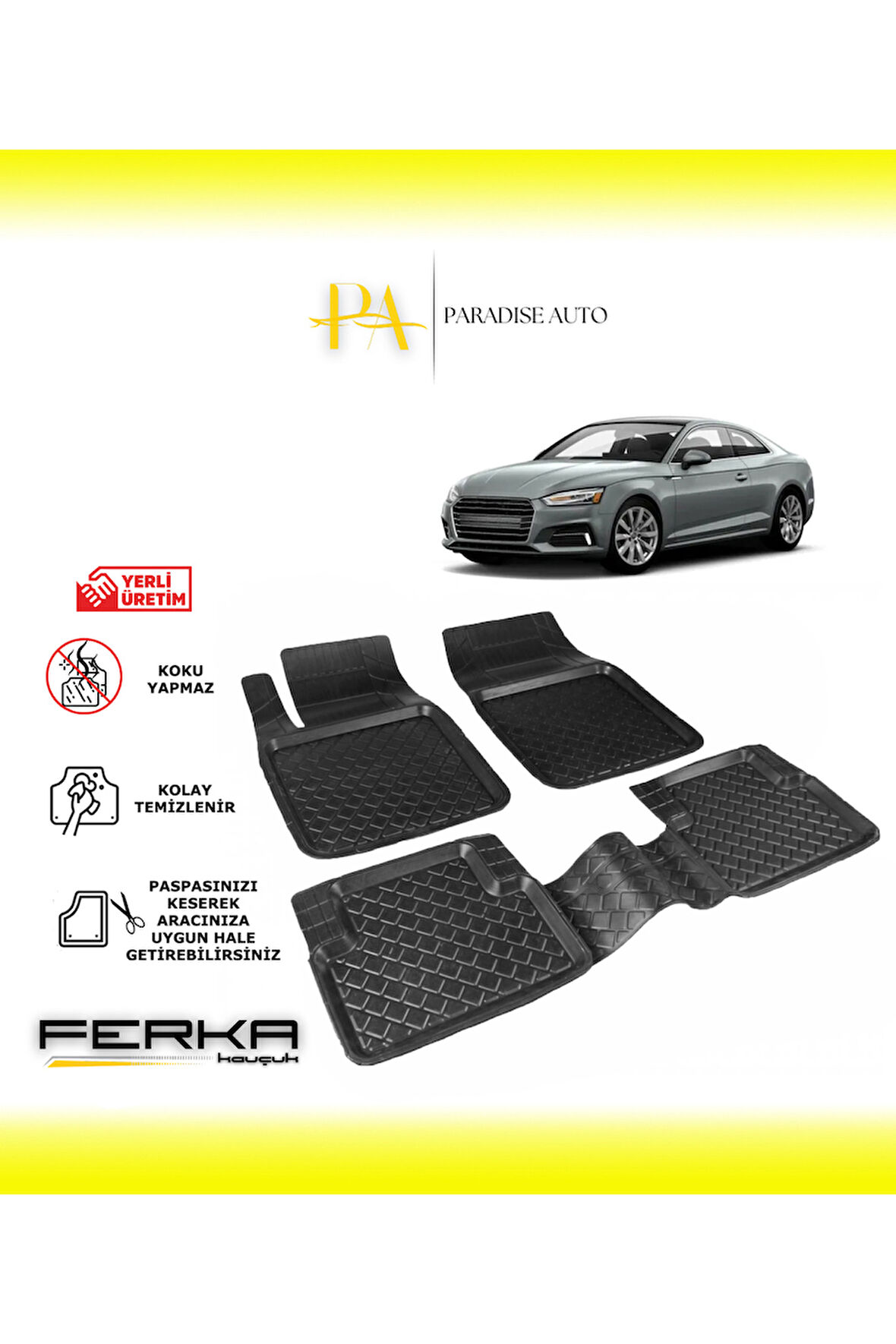 Audi A5 2017 ve Üstü Uyarlanabilir Havuzlu Paspas