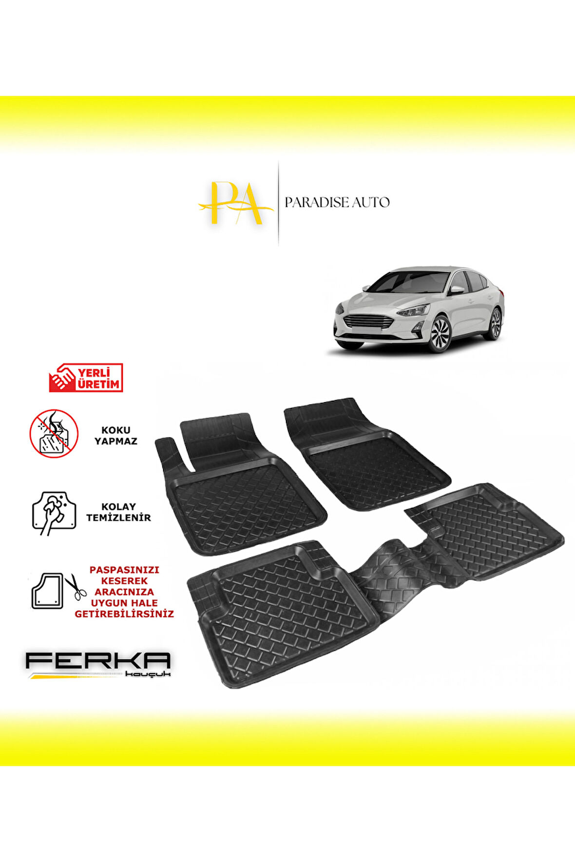 Ford Focus 5 Sedan 2022 ve Üstü Uyarlanabilir Havuzlu Paspas